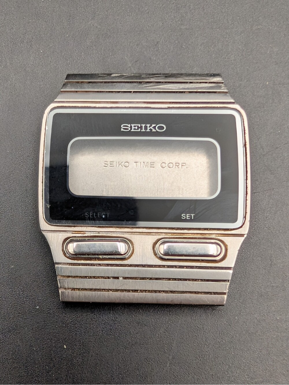 Vintage 1979 Seiko F231-4019 Digital LCD Watch Case Stainless Parts Repair